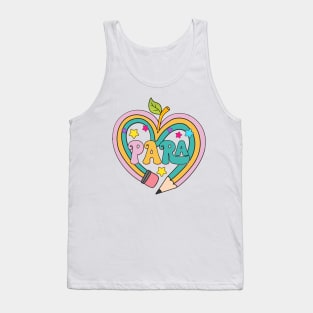 Colorful PARA Teacher - Paraprofessional Cute Pencil heart Tank Top